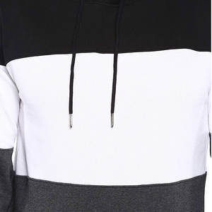 OEM Custom <b>Men</b> <b>Hoodie</b> Black White Charcoal Grey Tri Tone Colour Black <b>Fleece</b> Pullover Horizontal Panel <b>Hoodie</b> Factory Wholesale - Product Image 5