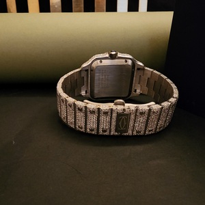 Montre unisexe de luxe haut de gamme en acier inoxydable avec mouvement japonais ETA, sertie de moissanite carrée, résistante à l'eau 3 BAR, pour tous - Product Image 3
