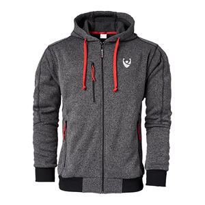 Custom Wholesale Men Fleece Hoodie Soft Knit Jacket Warm Inner Fleece <b>Red</b> Zip & Drawstring Side Pockets 300GSM Cotton - Product Image 2