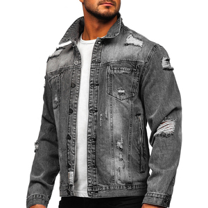 Veste personnalisée avec logo pour homme, nouvelle mode, doudoune avec fonction réversible, denim déchiré, style printemps et automne - Product Image 5