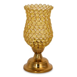 Décorations de mariage en cristal doré perlé Centres de table Hurricanes Bougeoir pour événements Fêtes Fournitures de table - Product Image 1