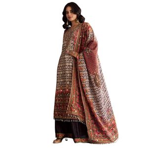 Multicolor Tabby seda impresa Kurta Palazzo traje con Dupatta mujeres al por mayor étnica OEM ropa fábrica a granel proveedor de moda - Product Image 4