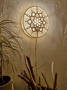 Lámpara Colgante de Macramé de Algodón Hecha a Mano Única de Boohoo, Pantalla de Lámpara de Araña con Borlas, Nueva Decoración de Pared para el Hogar, Estilo Bohemio Ecológico - Product Image 6