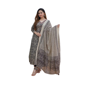 Colección Exclusiva Maruti Fashion MF222, Kurti Afgano de Algodón con Estampado Digital, Ropa Casual, Diseño de Cuello Único, Precio al por Mayor - Product Image 1