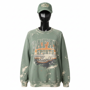Sweat-shirt vintage pour femmes, délavé au soleil, en coton mélangé épais, vert délavé, logo imprimé personnalisé, lavage à l'acide, sweat-shirts respirants pour femmes - Product Image 6