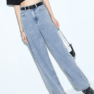 Pantalones Vaqueros de Mezclilla Vintage de Cintura Alta y Corte Ajustado para Mujer, 100% Algodón, Lavado Claro, Estilo Carpintero - Product Image 6