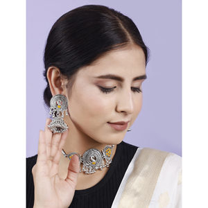 GS Peacock <b>Choker</b> with Yellow Flower Alloy Jewelry for Party Occasions - Product Image 3