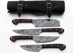 Acero de Damasco forjado a mano, 4 Uds., barbacoa al aire libre, cuchillos de utilidad profesionales, juego de cuchillos de chef para Cocina - Product Image 6