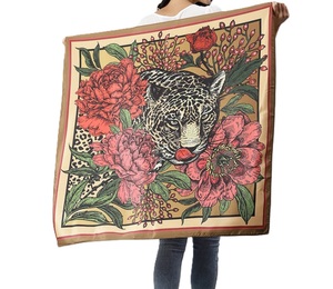 Handmade Luxurious <b>Silk</b> <b>Scarves</b> Printed <b>Square</b> Shaws Fouta Summer Style Adding Elegance to Any Outfit Made in India - Product Image 1