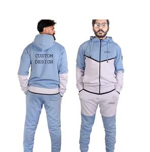 Ensembles de survêtements en tissu polyester pour hommes, ensembles de survêtements à panneaux coupés et cousus, fermeture à glissière avant pour hommes, vestes en polyester noir revêtement réfléchissant - Product Image 1