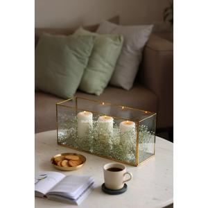 Vintage Style <b>Gold</b> Color Metal and Glass <b>Tea</b> <b>Light</b> Candle <b>Holder</b> for Tabletop Lightning Decor Glass Candle Box - Product Image 2