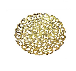 ชามผลไม้ทองเหลืองทรงกลมสีทองพร้อมที่ตั้งสำหรับวางบนโต๊ะ - Product Image 2