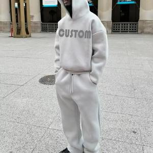 Logotipo personalizado 600 GSM 100% algodón polar estilo totalmente holgado Unisex sudaderas con capucha Jogger conjunto chándal para hombres transpirable Fitness verano - Product Image 5