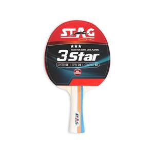 Raqueta de Tenis de Mesa Profesional Stag Iconic 3 Estrellas, Material de Madera y Goma con Puntos Largos en la Parte Inferior, Fibra de Carbono, Certificada por la ITTF - Product Image 1