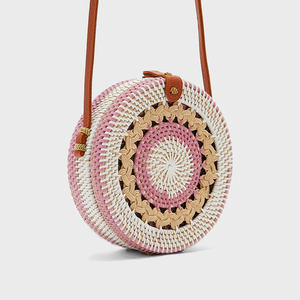 Sac cabas rond en rotin, meilleur prix, sacs à main tissés à la main, essentiels pour femmes, sacs à main en fibres naturelles - Product Image 5