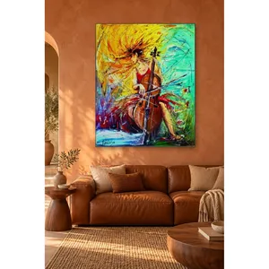 Fida Cellist Woman avec des cheveux blonds ondulés, impression sur toile - Product Image 4
