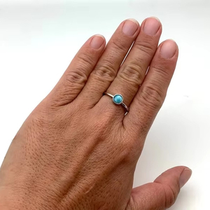 Anillo de Boda Hecho a Mano de Plata de Ley 925 con Turquesa, Estilo Boho Clásico, para Mujer, Regalo para Mamá - Product Image 1