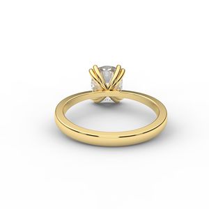 Bague solitaire en diamant de laboratoire taille coussin en or jaune / rose / blanc 18 carats - Product Image 4