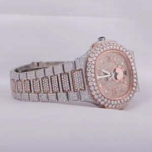 Reloj de Pulsera de Cuarzo Analógico para Hombre con Diamantes de Moissanita de Lujo, Esfera con Incrustaciones, Reloj de Acero Inoxidable, Elegante y Moderno - Product Image 5