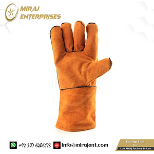 Gants en cuir anti-brûlure résistants aux hautes températures résistant à l'usure Pakistan gants de protection à usage extérieur plaine de haute qualité - Product Image 3