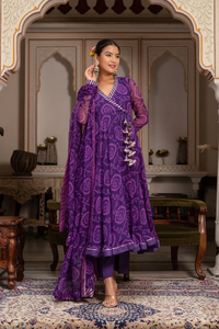 ชุดกุลาบี กาลียาน รันเกล ปูรา ผ้าฝ้าย บันเดจ อนกรักฮา คุर्ติ |   ผ้าจอร์เจตต์ ดูปัตตา และ โกต้า ปาตติ |   ชุดเดรสยาวปานกลางสำหรับงานเทศกาล - Product Image 5