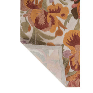 Tapis en laine et viscose tuftés à la main Nebulora Ivory, rectangulaires de 4 m, motif floral rayé pour couloir, salon, 10 mm de hauteur de poils - Product Image 5