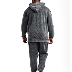 Chándal de pinta abullonada, venta al por mayor, chándal de algodón pesado Unisex personalizado, nuevo diseño, Sudadera con capucha y pantalones de chándal con cremallera lavados con ácido para hombres - Product Image 2