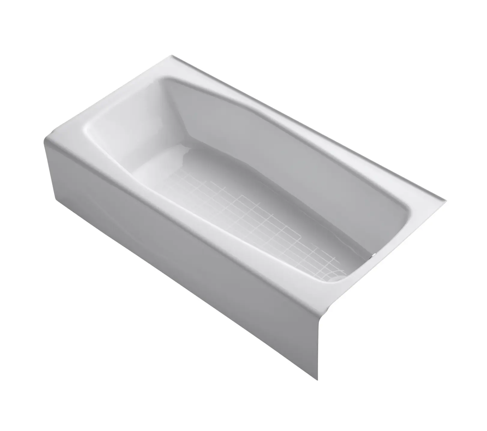 White Alcove Cast Iron Three Wall Alcove Soaking BathTub with Right Hand Drain modern bath tub self cleaning white bathtub