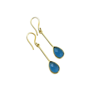 Colgante de pera de ónix verde facetado de 10mm Unisex, joyería fina, Conector de bisel de lujo disponible, Plata de Ley chapada en oro Vermeil - Product Image 3