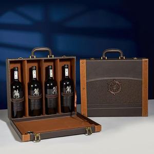 Cajas de regalo de vino de madera personalizadas, sets de vino con detalles en cuero, cajas de papel, cajas de regalo de vino elegantes, diseño de empaques con logotipo. cuatro - Product Image 4