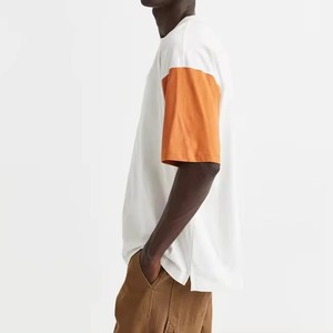 เสื้อยืดแขนสั้นสำหรับผู้ชาย, เสื้อยืดผ้าฝ้ายบ็อกซี่สีล้วนทรงหลวม - Product Image 3