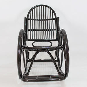 Moriah <b>Black</b> Polished Rattan Rocking <b>Chair</b> with Minimalist Design Knock Assembly for Outdoor Use Living Room Balcony Resorts - Product Image 2