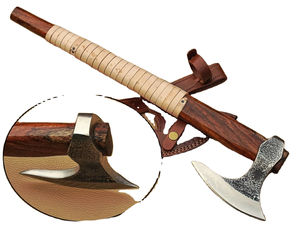 Tomahawk Vikingo Hecho a Mano de Acero con Alto Contenido de Carbono con Funda de Cuero para Acampar, Uso Diario al Aire Libre y Supervivencia - Product Image 3