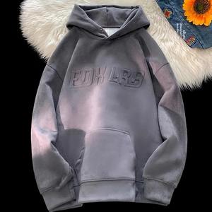 Logo personnalisé brodé pull à capuche respirant lavage à l'acide intérieur peluche coton solide uni teint hiver bouffée mousse à capuche - Product Image 6