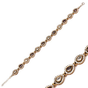 Poire Goutte Forme Améthyste et Blanc CZ Turc Authentique Bracelet En Gros Ottoman 925 Bijoux En Argent Sterling - Product Image 1