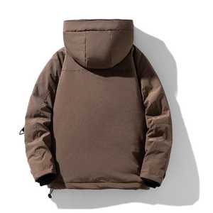 Chaqueta de invierno con capucha de nailon informal para hombre, al aire libre para senderismo, patrón sólido, tela de lona, cuello levantado, logotipo frontal, cierre de cremallera - Product Image 2