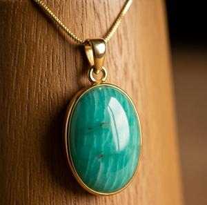 Vente chaude 925 Sterling Silver Dainty Chain 18K Gold Bezel Setting Healing Crystal Pendant Bohemian Amazonite Fashion Dainty - Product Image 3