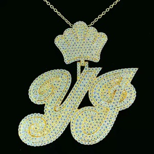 Hot Sale Hip Hop Jewelry Mens Iced Out Custom <b>Letter</b> Pendant 925 Sterling Silver VVS Moissanite Diamond Available at Best Price - Product Image 4