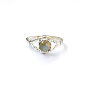 1.8 Grams <b>Labradorite</b> Gemstone <b>Ring</b> Rhodium and Gold Plated Bezel Setting for Everyday Wear and Weddings - Product Image 1