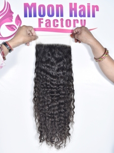 Super Extensiones de cabello rizado con cierre de calidad de exportación, textura suave y sedosa, largo, indio, grueso, disponible para la venta por exportación - Product Image 5