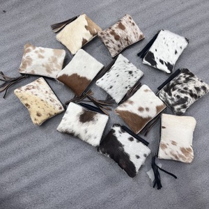 Nouveau élégant sac à main en peau de vache portefeuille Top qualité en cuir marron blanc petite pochette fermeture fermeture fermeture éclair frange Western femmes portefeuille en cuir - Product Image 5