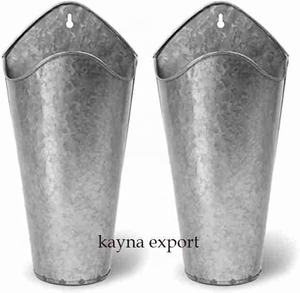 Maceta de metal con acabado rústico, cubo largo, decoración para exteriores e interiores, flor de hierro, metal galvanizado, acabado recubierto de esmalte - Product Image 5