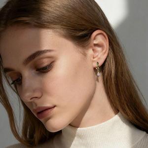Boucles d'oreilles Jeulia Midsummer Night Dew Drop, design feuille - Product Image 6