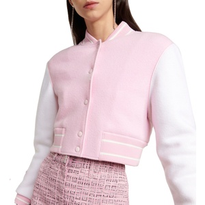 Femmes de haute qualité personnalisé Letterman veste laine corps en cuir manches culture varsité vestes hiver longue Chenille broderie - Product Image 1