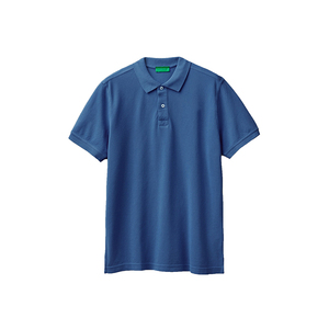 Polo de Algodón Azul de Manga Corta para Hombre, Color Sólido, Casual, Transpirable, Tejido Oxford, Corte Regular - Product Image 5
