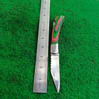 Cuchillo de bolsillo plegable multifuncional hecho a mano para supervivencia al aire libre con mango de madera Pakka personalizado y Funda de cuero gratis