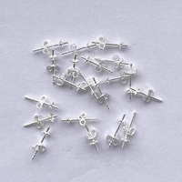 Boucles d'oreilles clous rondes en argent sterling 925 de 5 mm, avec monture vide pour fleurs, apprêts dorés, fabrication standard, Inde, Alibaba