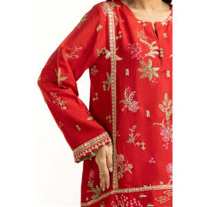 Costume en satin brodé en soie brute 3 pièces IUSTKSD-1066 - Product Image 5