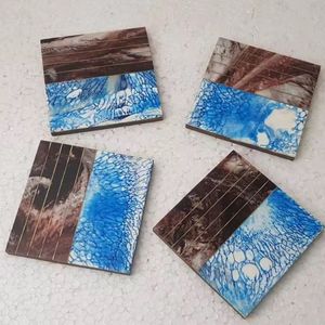 High Quality Home <b>Bar</b> Decoration Coaster for Cup Leaf Coaster Monstera Shaped Square Wooden Resin Pads Accessories Europe Style - Product Image 3