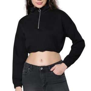 Custom Women's Turtleneck Hoodie with Front Logo Premium Quality Zip-up <b>Sweatshirt</b> for Winter 2025 Low Price - Product Image 1